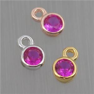 Sterling Silver pendant paved hotpink zircon, mix color, approx 4mm dia [STS0110]