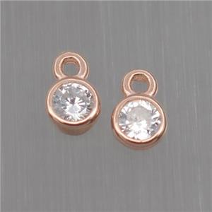 Sterling Silver pendant paved zircon, rose gold, approx 4mm dia [STS0111]