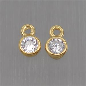 Sterling Silver pendant paved zircon, gold plated, approx 4mm dia [STS0113]