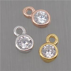 Sterling Silver pendant paved zircon, mixed color, approx 4mm dia [STS0114]