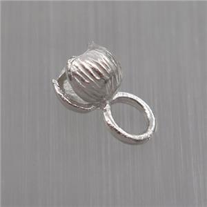 Sterling Silver pendant paved zircon, lotus flower, platinum plated, approx 6-11mm [STS0116]