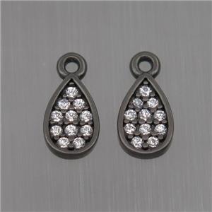 Sterling Silver teardrop pendant paved zircon, black plated, approx 4.5-7mm [STS0122]
