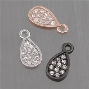 Sterling Silver teardrop pendant paved zircon, mixed color, approx 4.5-7mm [STS0123]