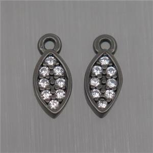 Sterling Silver leaf pendant paved zircon, black plated, approx 4-7mm [STS0126]