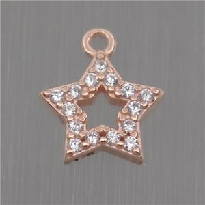 Sterling Silver star pendant paved zircon, rose gold, approx 8mm dia [STS0148]