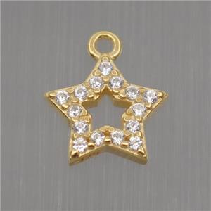 Sterling Silver star pendant paved zircon, gold plated, approx 8mm dia [STS0150]