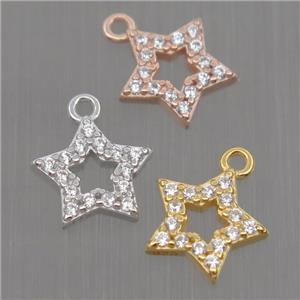 Sterling Silver star pendant paved zircon, mixed color, approx 8mm dia [STS0151]