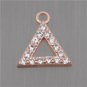 Sterling Silver triangle pendant paved zircon, rose gold, approx 8mm [STS0152]