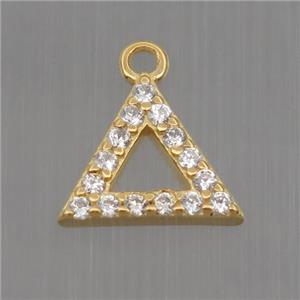 Sterling Silver triangle pendant paved zircon, gold plated, approx 8mm [STS0154]