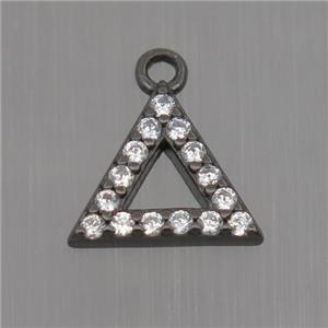Sterling Silver triangle pendant paved zircon, black plated, approx 8mm [STS0155]