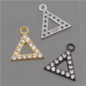 Sterling Silver triangle pendant paved zircon, mixed color, approx 8mm [STS0156]