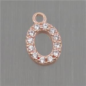 Sterling Silver oval pendant paved zircon, rose gold, approx 5.5-7mm [STS0162]