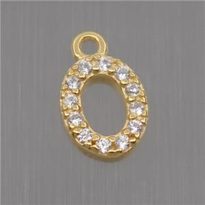 Sterling Silver oval pendant paved zircon, gold plated, approx 5.5-7mm [STS0164]