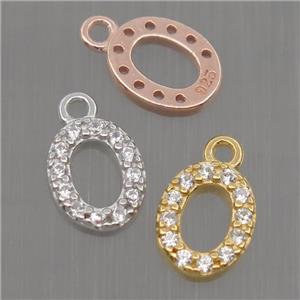 Sterling Silver oval pendant paved zircon, mixed color, approx 5.5-7mm [STS0165]