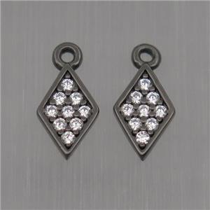 Sterling Silver dart pendant paved zircon, black plated, approx 5-8mm [STS0173]