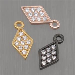 Sterling Silver dart pendant paved zircon, mixed color, approx 5-8mm [STS0174]