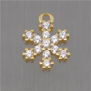 Sterling Silver snowflake pendant paved zircon, gold plated, approx 8mm dia [STS0177]