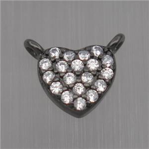 Sterling Silver heart pendant paved zircon, black plated, approx 7.5mm [STS0188]