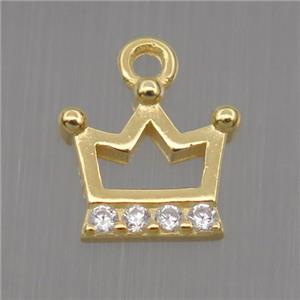 Sterling Silver crown pendant paved zircon, gold plated, approx 7-8mm [STS0196]
