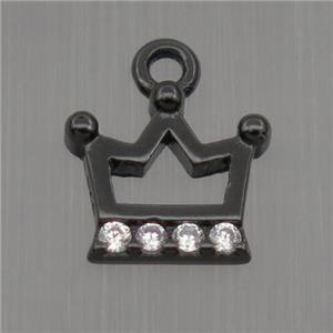 Sterling Silver crown pendant paved zircon, black plated, approx 7-8mm [STS0197]