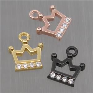 Sterling Silver crown pendant paved zircon, mixed color, approx 7-8mm [STS0198]