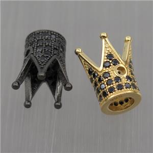 Sterling Silver crown beads paved zircon, mixed, approx 7-11mm [STS0238]