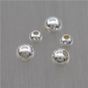 round Sterling Silver beads paved zircon, silver plated, approx 4mm dia [STS0243-4MM]