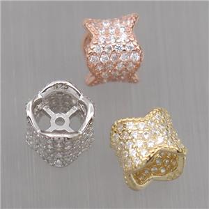 Sterling Silver beads paved zircon, mixed color, approx 6-7mm [STS0247-7MM]