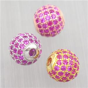 round Sterling Silver beads paved hotpink zircon, mixed color, approx 6mm dia [STS0293-6MM]