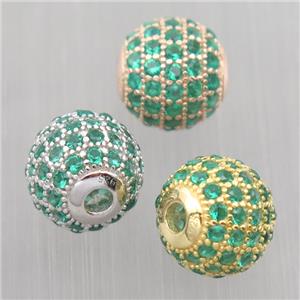round Sterling Silver beads paved green zircon, mixed, approx 6mm dia [STS0298-6MM]