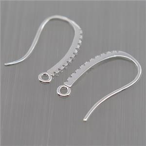 Sterling Silver hook Earrings pave zircon with loop, platinum plated, approx 10-18mm [STS0319]