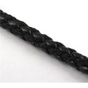 black PU leather cord, round, approx 5mm dia [WIRELT126]
