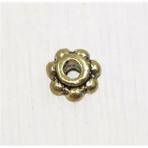 tibetan silver spacer zinc beads, non-nickel, antique gold, approx 4.8mm dia [YC171AG]
