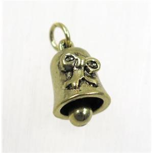 tibetan silver bell pendants, non-nickel, antique gold, approx 9x10.5mm [YC40517AG]