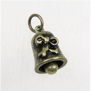 tibetan silver bell pendants, non-nickel, antique bronze, approx 9x10.5mm [YC40517BN]