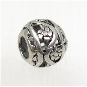 round tibetan silver hollow beads, non-nickel, approx 8.5x10mm, 4.5mm hole [YC45658]