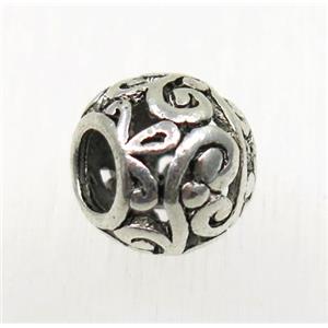 round tibetan silver hollow beads, non-nickel, approx 9x10.5mm, 4.5mm hole [YC45663]