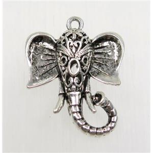 tibetan silver elephant pendant, non-nickel, approx 22x25mm [YC45682]