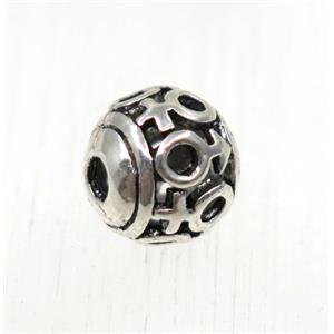 tibetan silver round alloy beads, non-nickel, approx 8mm dia [YC45847]