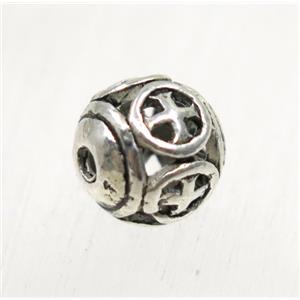 tibetan silver round alloy beads, non-nickel, approx 8.5mm dia [YC45856]