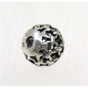 hollow tibetan silver round alloy beads, non-nickel, approx 8.5mm dia [YC45868]