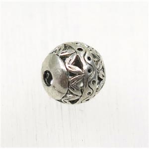 hollow tibetan silver round alloy beads, non-nickel, approx 8mm dia [YC45877]