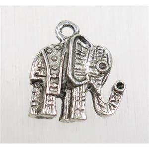 tibetan silver elephant pendant, non-nickel, approx 14x15mm [YC49669]