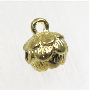 tibetan silver flower pendant, non-nickel, gold plated, approx 9mm dia [YC62446AG]