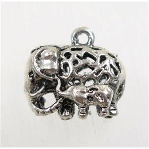tibetan silver elephant pendant, non-nickel, approx 12x16mm [YC62868]