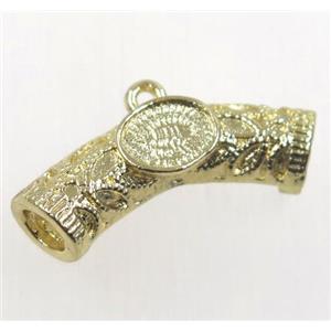tibetan silver hanger, non-nickel, gold plated, approx 8x28mm, 5mm hole [YC64039]