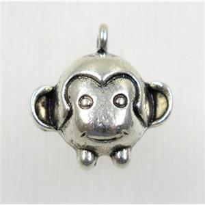 tibetan silver monkey pendants, non-nickel, approx 15x19mm [YC64711]