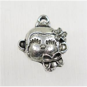 tibetan silver monkey pendants, non-nickel, approx 17-20.5mm [YC64713]