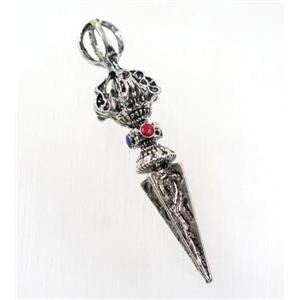 tibetan silver pendants, non-nickel, approx 14x58mm [YC64835]