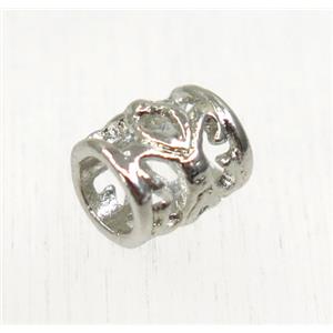 tibetan silver alloy tube beads, non-nickel, silver plated, approx 7x7.5mm, 4mm hole [YC6795]